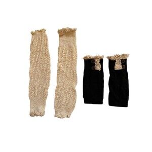 Boot Toppers, Beige & Black, Set of 2, O/S